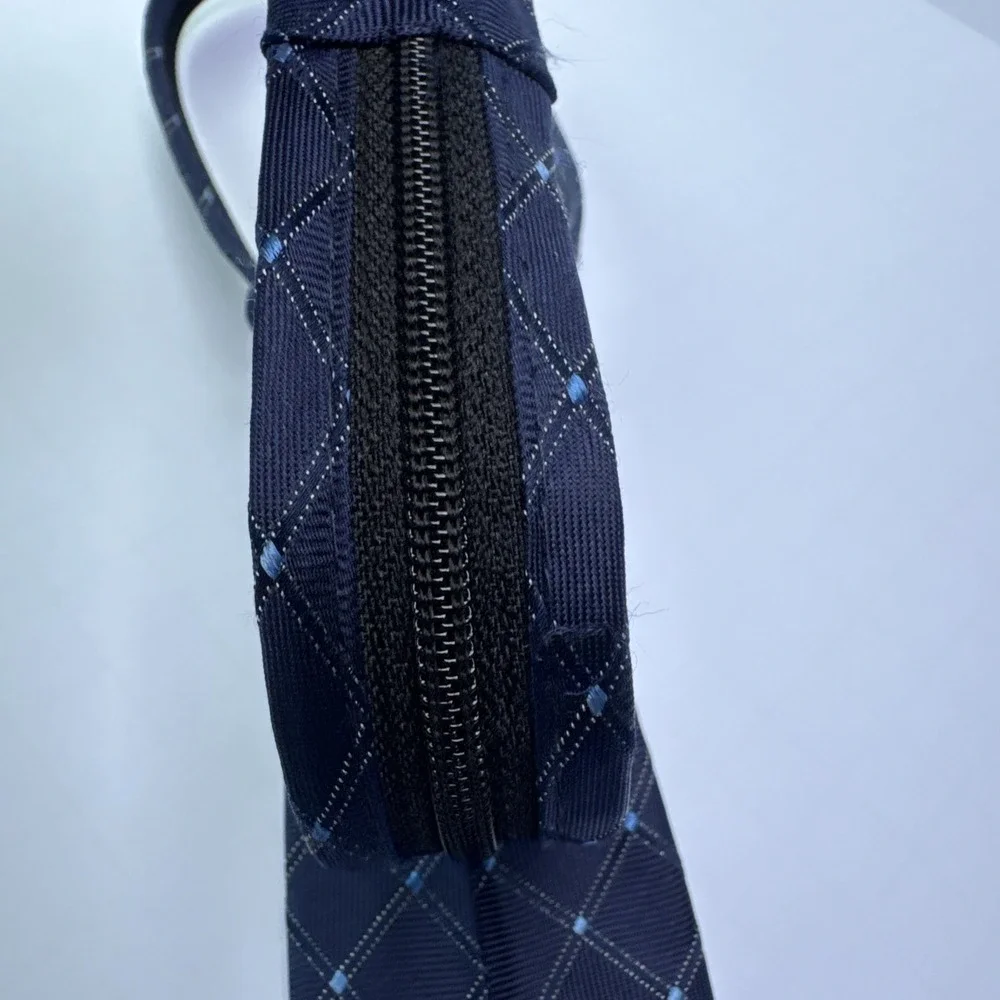 NAUTICA Boys Zipper Necktie Blue 100% Silk Preppy Family Photos Wedding